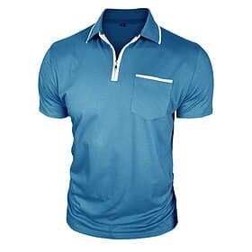 Herren Baumwoll-Poloshirt Golfshirt Lässig Fitness Reißverschluss Revers Kurzarm Mode Muskel Einfarbig Einfach Reißverschluss Tasche Sommer Frühling Schmale Pa