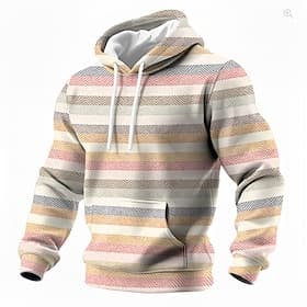 Mens Hoodie Striped Chevron Pattern Multicolor Boho Pullover Hooded Sweatshirt Clothing Apparel S M L XL XXL XXXL