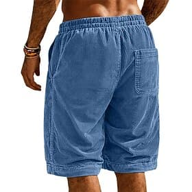 Herren Shorts Freizeitshorts Cordshorts Shorts mit Struktur Tasche Elastischer Bund Einfarbig Einfach Komfort Atmungsaktiv Knielang Lässig Outdoor Strand Urlau