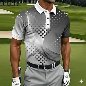 Men's Geometic Golf Sports Polo Shirts Polo Shirts Collared Shirts Casual Athleisure Buttons Summer Spring Blue Black Purple