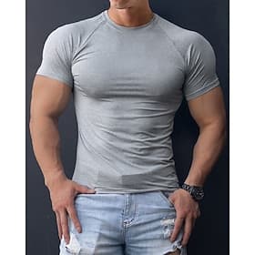 Herren Einfarbig Lauf-T-Shirt Kompressionsshirt Laufshirt Sommer Frühling Herbst Kurzarm Schnelltrocknend Kompression Feuchtigkeitsableitend Fitnesstraining Ak