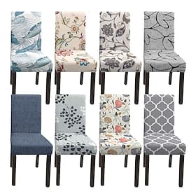 Water Resistant Dining Chair and Stool Cover Geometric Printed Polyester Slipcovers Stretch Fit Washable Chair Seat Protector for Kitchen Dining Room Home