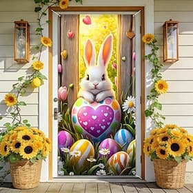 Easter Posters Door Cover Outdoor Banners Rabbit Cute 3D Party Dorm Teens Room College Dorm Guys Man Cave Frat Bedroom Shooting Backgrounds Home Decor