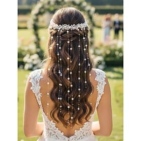 Accessoire de cheveux élégant pour femme, orné d'une pampille en fausses perles, idéal pour les mariages et parfait pour les mariées.