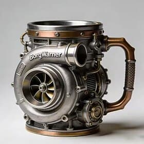 Kaffeebecher im Motor-Design, Steampunk-Kaffeebecher mit Turbomotor, isolierter Edelstahlbecher im Retro-Turbo-Design mit Henkel, 300 ml (10 oz) origineller me