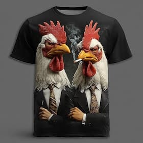 Men's Animal Rooster Funny T Shirt Short Sleeve T shirt 3D Print Crew Neck Shirt Exaggerated Designer Party Holiday Black White Yellow Summer Spring Clothing A
