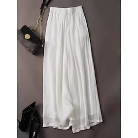 Femmes Pantalons Pantalon d'été Pantalons Amples Pantalons de Plage Vacances Mode Streetwear Longueur complète Taille haute Uni Cordon de serrage Ceinture Élas
