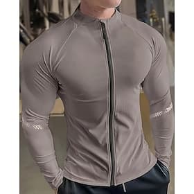 Homme Couleur Unie T-shirt de course T-shirt de compression Printemps Automne Zip Up manche longue Séchage Rapide Compression Évacuation de l'Humidité Entraîne