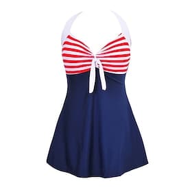 Damen Regulär Neckholder-Bikini-Oberteil Badeanzug Badeanzüge Streifen UV Schutz Elastisch Ärmellos Bademode Badeanzug Surfen Tauchen Schwimmen Sommer