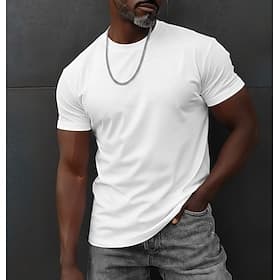 Homme T-shirt T-shirt 100% coton Manche Courte Col ras du cou Été Printemps Couleur Unie Tricots Vacances ancien Basique Pur Occasionnel Maison Extérieur Chame
