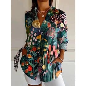Women's Shirt Button Down Shirt Casual Shirt Beach Shirt Buttons Print Floral Elegant Stylish Casual Long Sleeve Shirt Collar Regular Tops Daily Work Holiday B