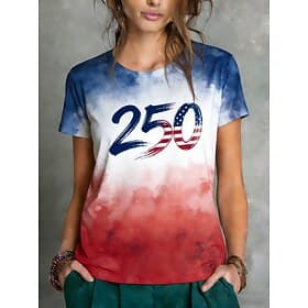 American Independence Day Women's T Shirt Tee Top Print Graphic Stylish Classic Casual Short Sleeve Crew Neck Regular Tops Daily Sports Going out Blue Summer S
