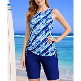 Women's Bathing Suit Tankini Two Piece Swimsuit Graphic Flared Sleeve UV Protection High Elasticity Sleeveless Swimwear Surfing Diving Snorkeling Summer