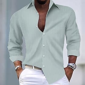 Per uomo Camicia Camicia elegante Camicia non stiro Camicia con Bottoni A righe Quotidiano Affari Blu Nero Rosa Vino Manica Lunga Collo ripiegato Tutte le stag