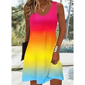Mujer Vestido hasta la Rodilla Vestido informal Vestido de verano Vestido de una línea Vestido con hombros descubiertos Vacaciones Casual Ajuste regular Graphi