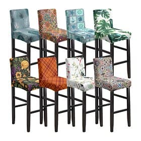 1/2/4/6/pcs Stretch Printed Bar Stool Chair Covers Low Back Chair Slipcovers for Home Hotel Dining Room