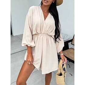 Women's Mini Dress White Dress Fashion Modern Outdoor Beach Vacation Regular Fit Plain Short Sleeve V Neck Black Orange Khaki Rose Red Summer Spring Fall Autum