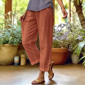 Damen Hose Sommerhose Strandhose Urlaub Vintage Mode Knöchellang Hohe Taille Einfach Tasche Komfort Leicht Außenbereich Unelastisch Streetwear Strand Ferien Du