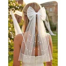 Eleganter Tüll-Schmetterlingsschleier für Damen mit Kunstperlen, mehrfarbiges Braut-Haaraccessoire aus Netzstoff für festliche Abendveranstaltungen und Hochzei