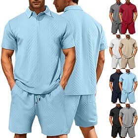 Herren Polo T-Shirt Anzüge Tennishemd Shorts und T-Shirt-Set Kurze Ärmel Rundhalsausschnitt Polokragen Sommer Einfarbig Sportlich Gymnastik Lässig 2 teilig Läs