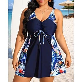 Femmes Maillot de bain Tankini 2 Pièces Tropical Séchage Rapide Élastique Sans manches Maillot de Bain Maillot de bain Surf Plage Natation Été