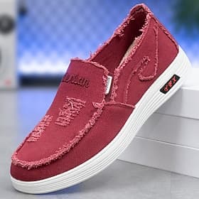 Lässige rote Herren-Slipper – bequemes Canvas, leicht anzuziehen, ideal für Freizeitaktivitäten, Wochenendausflüge und den Alltag.