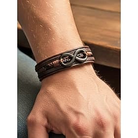 Men's Faux Leather Alloy Infinity Bracelet, Multilayer Braided Design, Casual Vintage Style, Multicolor Options, Perfect for Vacation Wear Everyday Casual Ou