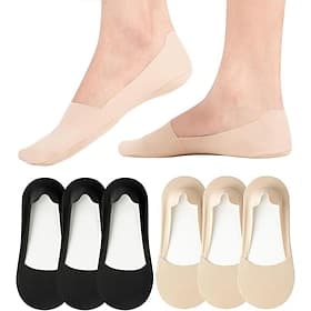 6 Pair Thin No Show Socks Womens Nylon Non Slip Low Cut Invisible Liner Footies Thin Silk Socks for Flats Loafers Lightweight