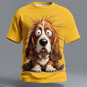Homme Animal Drôle T-shirt Manche Courte T-shirt Impression 3D Col ras du cou Chemise Exagéré Designer Soirée Fête Jaune Kaki Jaune 2 Été Printemps Vêtement Te