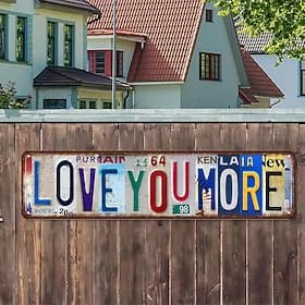 Vintage Love You More Metal Tin Sign, Above Door Wall Decor Retro Street Signs Home Bar Coffee Hallway Entryway Decorative Wall Art, Warm Romantic Home Decorat
