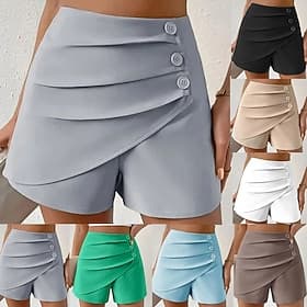 Women's Shorts Summer Shorts Beach Shorts Vacation Fashion Casual Daily Short Mid Waist Solid Color Zipper Elastic Waist Buckle Comfort Quick Dry Soft Micro-el