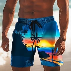 Homme Cocotier Nature et paysages Plantes Tropicales Maillots de bain Shorts de bain Shorts de Surf Taille Moyenne Hawaïen Vacances à la Plage Poches Latérales