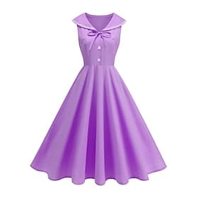 1950er Retro Vintage Midlänge Swing-Kleid Ausgestelltes Kleid Ärmellos Einfarbig Tailliert und ausgestellt Schaukel Kostüm Damen Karneval Valentinstag Maskerad