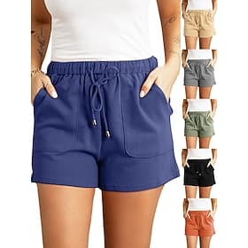 Per donna Shorts Pantaloncini Estivi Moda Streetwear Essenziale Corto Vita Alta Semplice Coulisse Tasca Elastico in vita Traspirabilità Confortevole Inelastico
