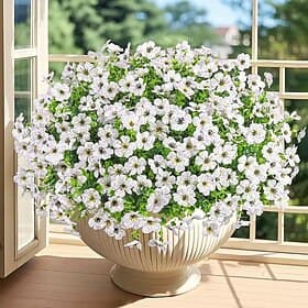 24 mazzi di fiori artificiali per esterni, fiori di seta finti, piante di plastica finta resistenti ai raggi UV per giardino primaverile ed estivo, fioriere da