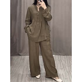 Femmes Ensembles de Pantalons boléro manche longue Col en V Couleur Unie Quotidien Occasionnel Quotidien Extérieur Noir Vin Bleu Marine Été Coupe régulière