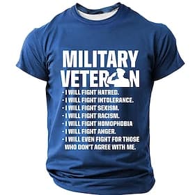 4th of July 2026 250th Memorial Day Men's Patriotic Patriot Graphic Veteran Crew Neck Short Sleeve T-Shirt Casual Outdoor