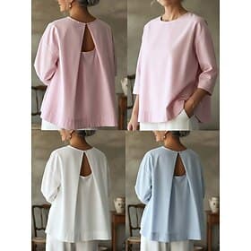 Femmes Chemise Couleur Unie Uni Vacances Quotidien Hauts Longs Quotidien Travail Fête Bleu Noir Blanche Vert Claire Rose Claire Été Printemps