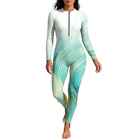 Damen Anti UV Shirt Ganzkörper-Bademode Diveskin-Anzug Farbverlauf Frontreißverschluss UPF50 Schnelltrocknend Hohe Elastizität Langarm Bademode Surfen Tauchen
