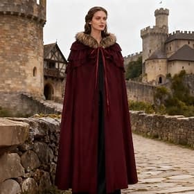 Medieval Renaissance Steampunk Cape Cloak Fancy Costume Viking Royal Attire Fancy Dress Unisex Fantasy Halloween Carnival Performance LARP Ren Faire Adults' Cl