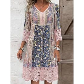 Femmes Robe Longueur Genou Robe bohème Robe en Dentelle Robe Vintage Robe Décontractée Élégant Mode Moderne Extérieur Vacances Sortir Coupe régulière Fleuri Ma