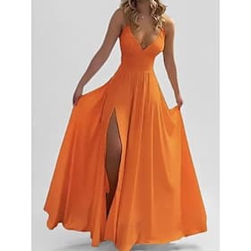 Femmes Robe maxi Robe de Bal Robe de Soirée Robe de Cocktail Robe Nuisette Mode Chaud Moderne Extérieur Vacances Soirée Coupe régulière Uni Sans manches Col en