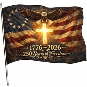 U.S. 250th Anniversary USA Outdoor Flag, Patriotic 1776‑2026 with Eagle Yard House Banner for 4th of July