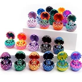 10 Pcs Mini Dragon Egg Surprise Set, 3D Printed Crystal Dragon with Gradient Color, Cute Baby Dragon Figurines, Desk Decor Street Stall Toys, Kids Gift Collect