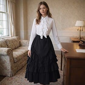 Sett Elegant Kostymer i middelalderstil Renessanse Ankellengde Skjørt Bluse / Skjorte Lange Ermer Prinsesse Gentlewoman A-linje Kostyme Dame fantasi Jul Hallow