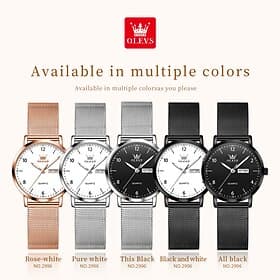 Mother's Day Gift OLEVS Women Quartz Watch Creative Minimalist Luxury Casual Date Waterproof Stainless Steel Strap Watch