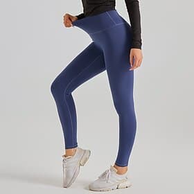 Damen Sporttights Yogahose Fitness-Leggings Hohe Taille Fitnesstraining Tanz Laufen Leggings Unterteile Einfarbig Blau Khaki Grau Sport Sportkleidung Dehnbar