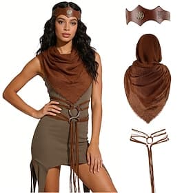 Médiéval Renaissance Costume élégant Accessoires Guerrier Viking Déguisement Femmes Viking Halloween Carnaval Performance LARP Foire de la Renaissance Adulte C