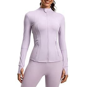 Dames Effen Hardloopjack Buitenjas Sportjas Zomer Lente Herfst Volledige ritssluiting Slank Lange mouw Sneldrogend Lichtgewicht Elastisch Ademend Sportschool H