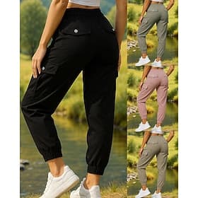 Dame Militærbukser Turbukser Vår Høst Utendørs Normal Hurtigtørkende Bunner Lomme Svart Rosa Camping / Vandring Løp S M L XL XXL